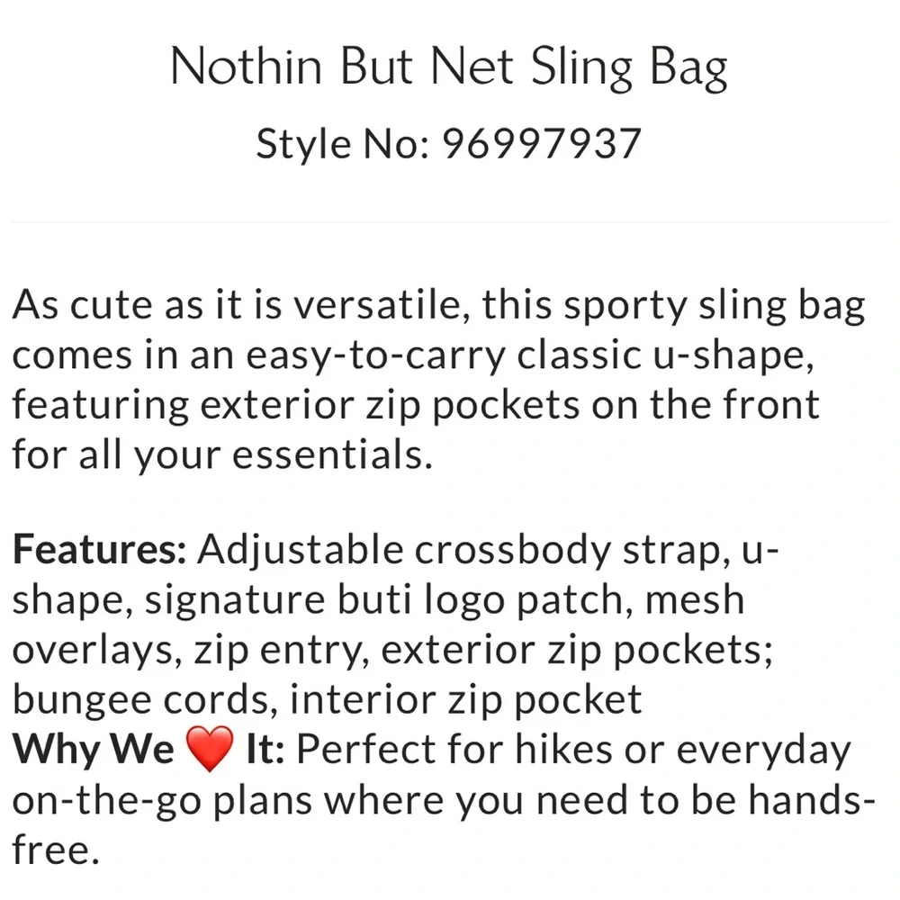 NWT FP Movement Nothing But Net Sling Bag brown black one size sporty new nwt